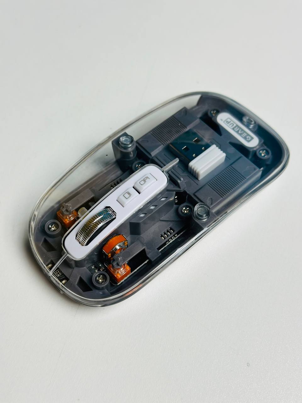 GearUP WM30 Transparent Crystal 2.4G + Bluetooth Wireless Mouse (Gray)