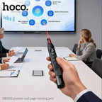 HOCO GM205 3-in-1 Wireless Presentation Remote – Red Laser, Extendable Pointer, Stylus Pen (USB & Type-C Receiver)
