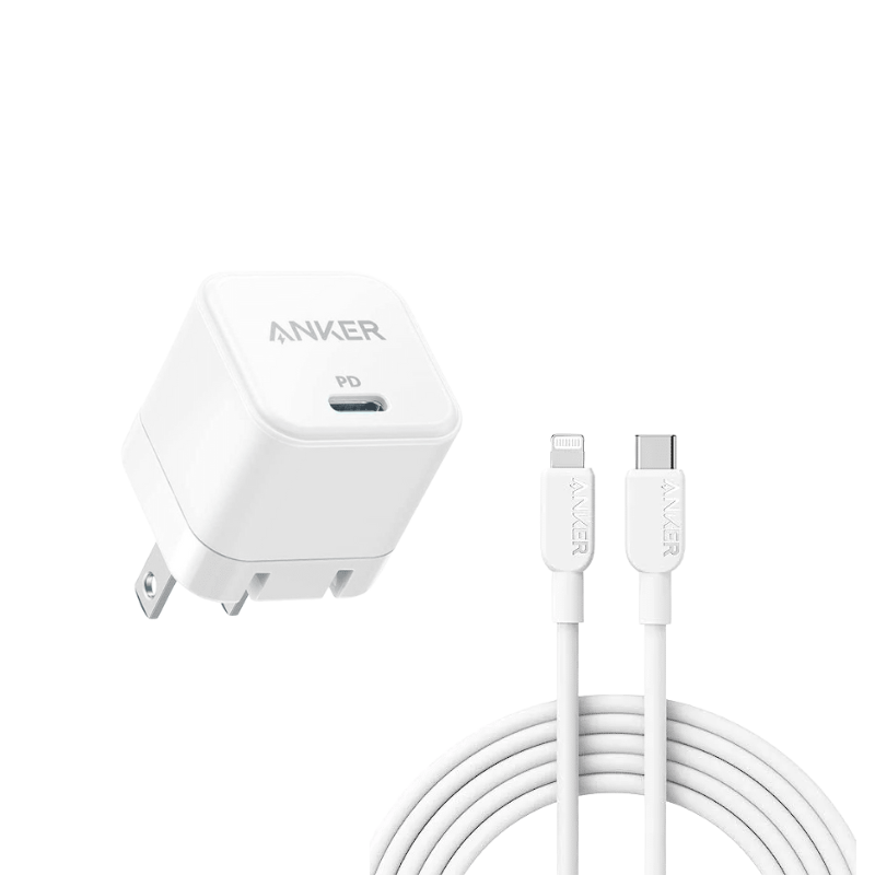 Anker PowerPort 20W USB-C adapter with Lightning cable