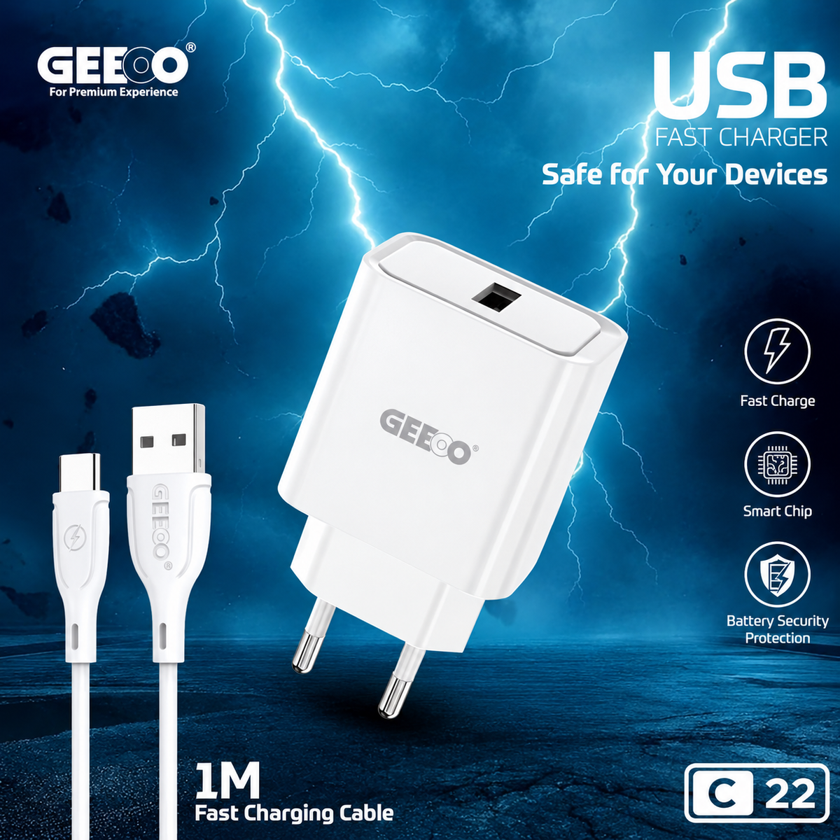 GEEOO C22 22.5W Type-C charger set