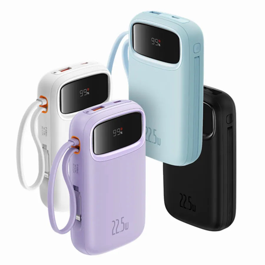 Baseus Comet Series 22.5W 20000mAh Dual Cable Digital Display Power Bank - Purple Color