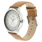 Titan Men's Urban Edge Lustrous White Dial Leather Watch - NP1802SL07