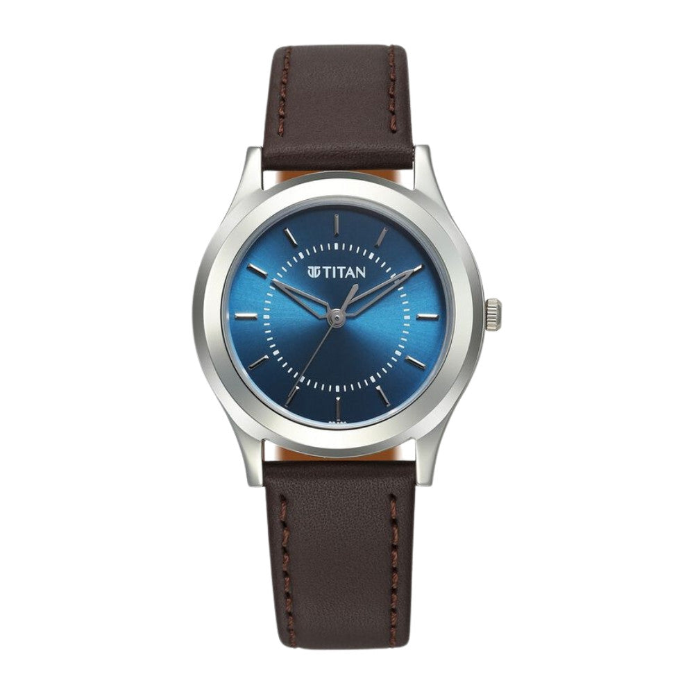Titan Karishma Zing Quartz 1648SL01 Analog Blue Dial Leather Strap Watch for Men