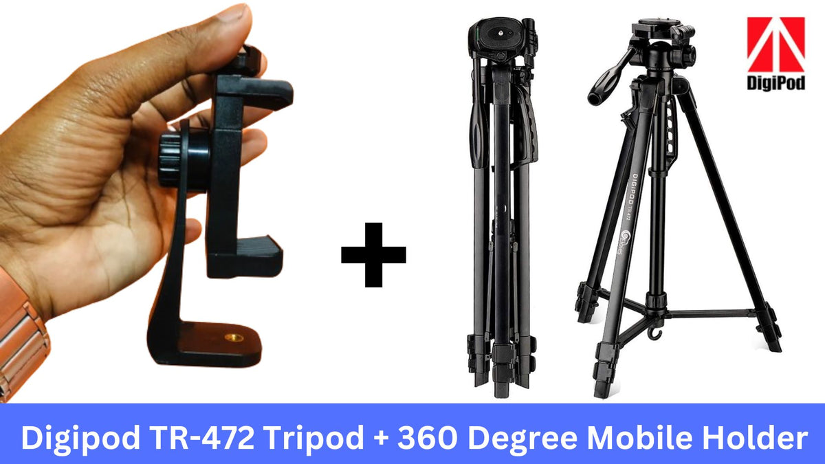Digipod TR-472 Tripod (5.8 Feet) & 360 Degree Mobile Holder Combo