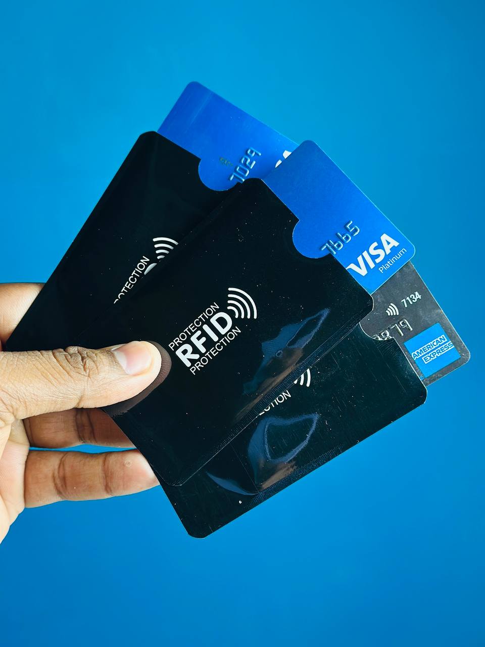Anti Rfid Card Holder NFC Blocking Reader Case Protection Aluminium – 1pc - Black
