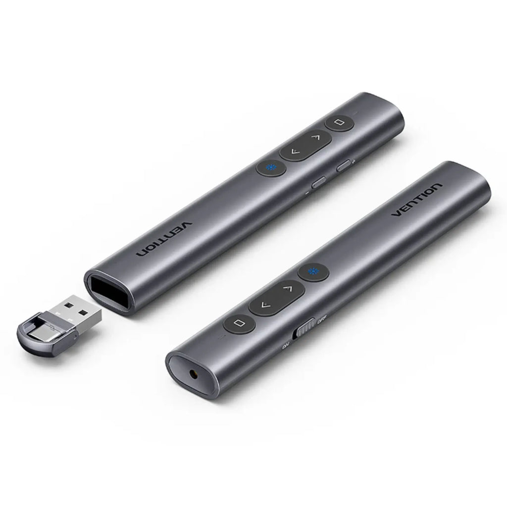 Vention Wireless Presentation Clicker with Red Laser Pointer - Gray