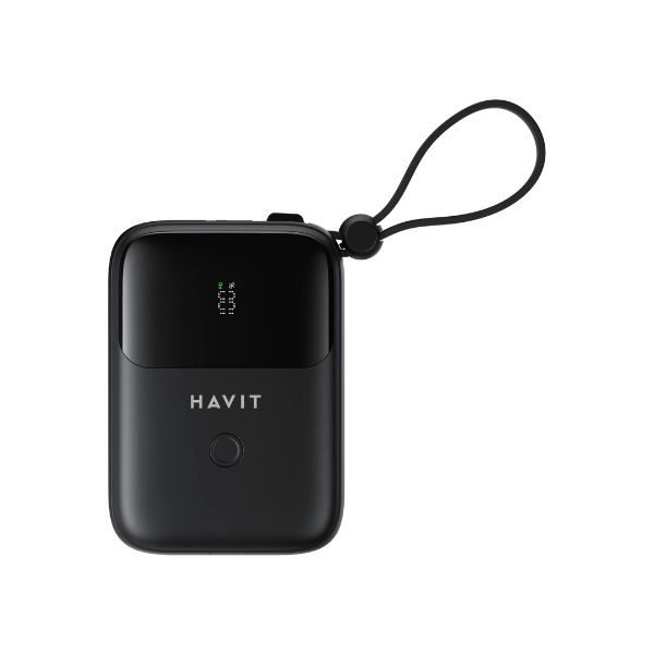 HAVIT PB5215 10000mAh Display Power Bank With Usb-C & Lightning Cable - Black