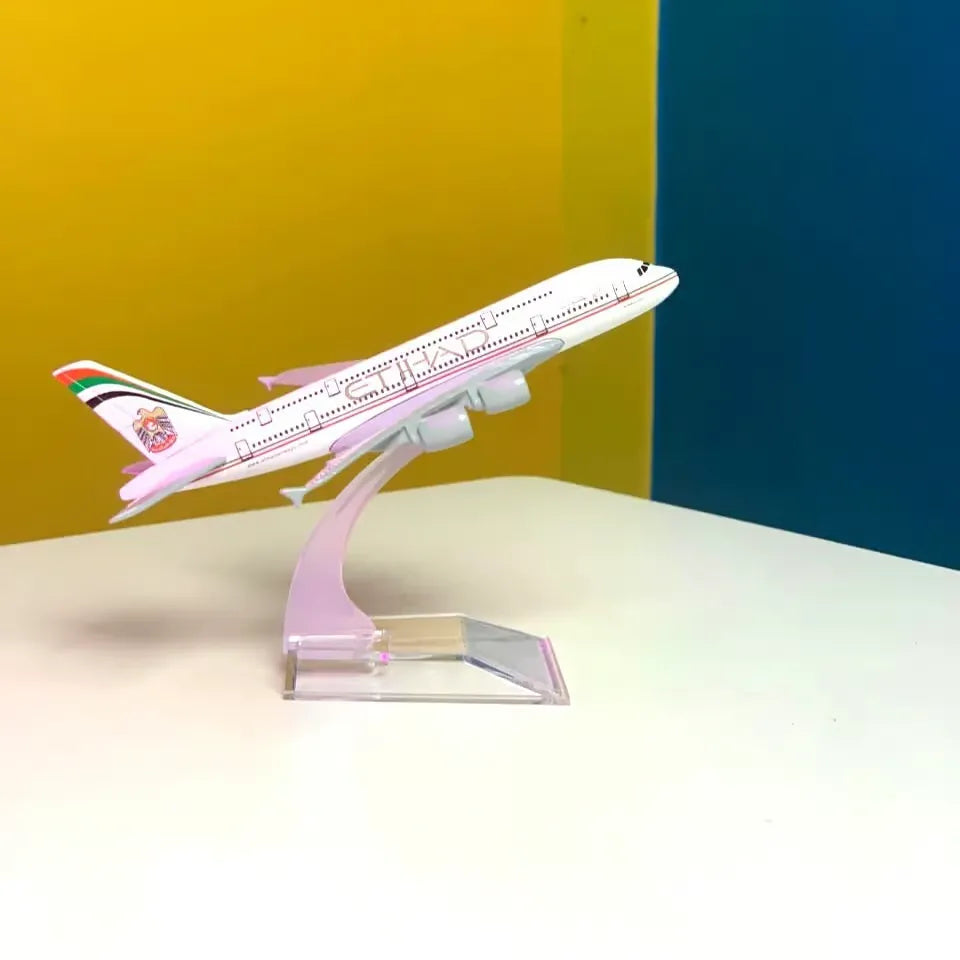 Etihad Airway A380 Metal Aircraft-16cm
