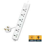 Deli CT705ES 3 Pin 6 Port 3 Meter Power Strip With Surge Protection