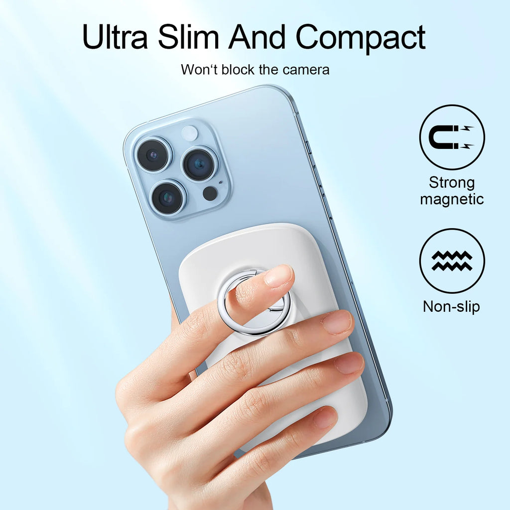 Joyroom JR-W030 20W 6000mAh Magnetic Wireless Power Bank with Ring Holder- Black Color