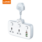 LDNIO SC2413 PD & QC3.0 2 Universal Outlets Power Socket — 2 Universal AC Outlets with Fast USB PD & QC3.0 Charging (Whi