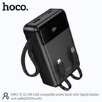 Hoco MMJ-17 22.5W Power Bank - 20000mAh Built-in Lightning & Type-C Cables