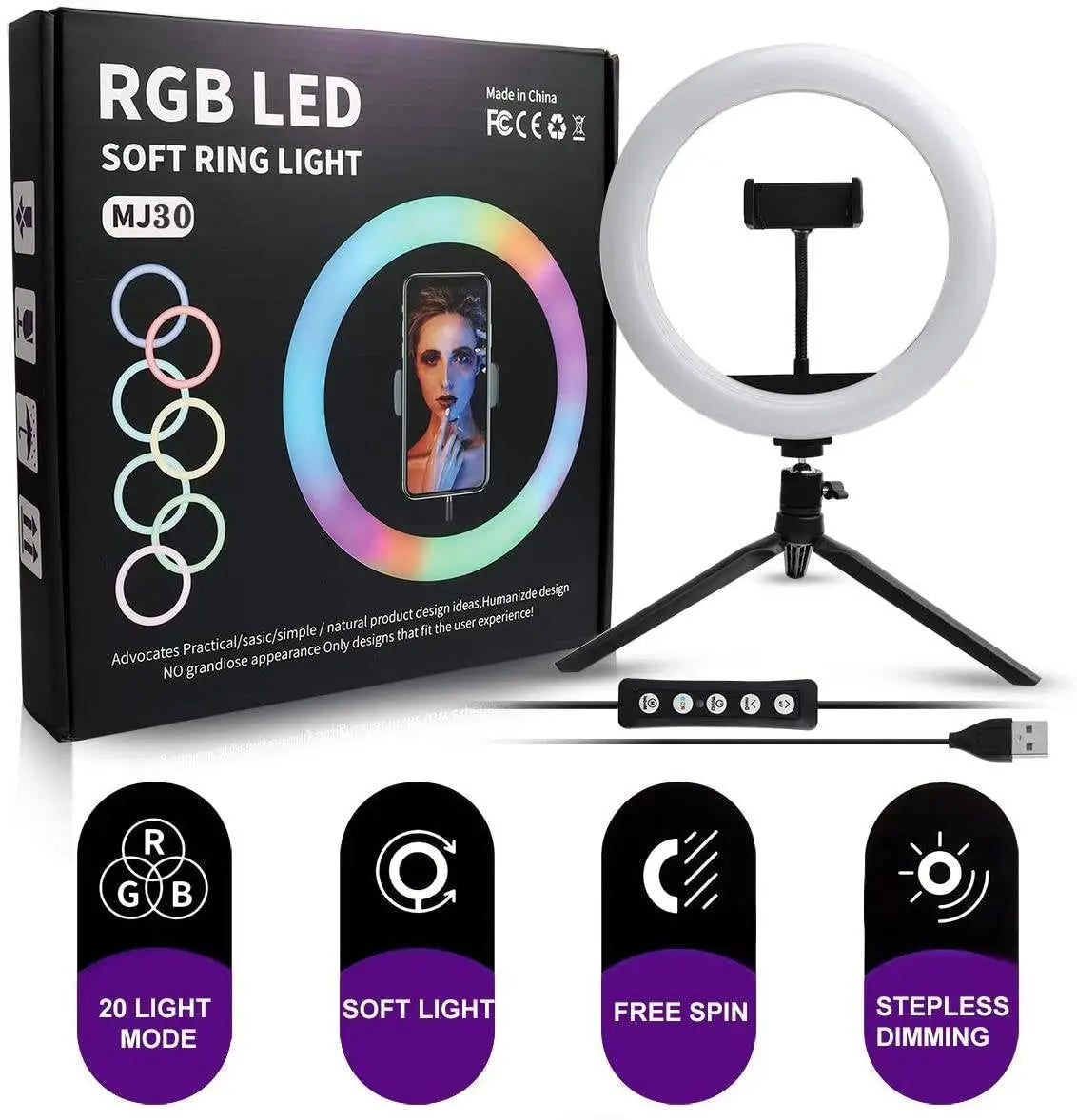 MJ30 RGB LED Soft Ring Light 12inch - (Only light)