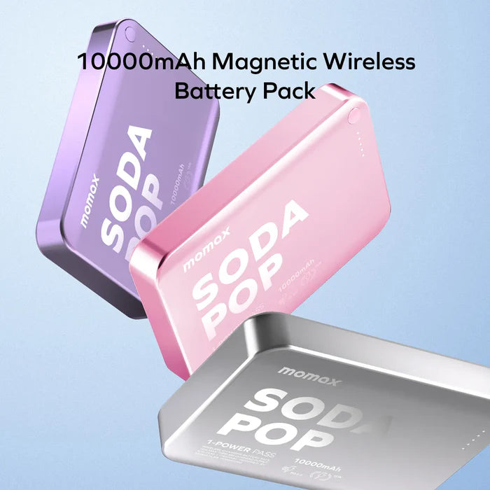 Momax 1-Power Pass Soda Pop Magnetic Wireless Power Bank 10000mah - Pink