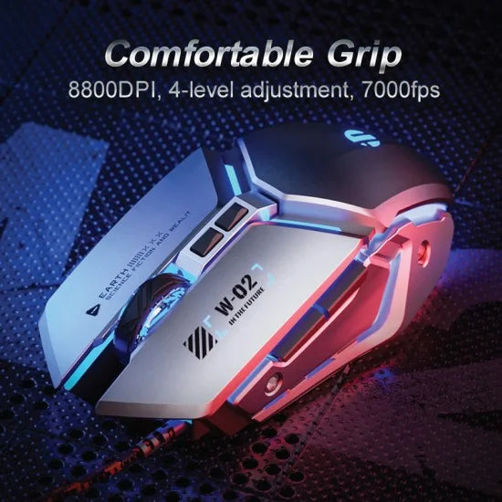 Inphic W2 Ⅱ Silent Wired Gaming Mouse - Black