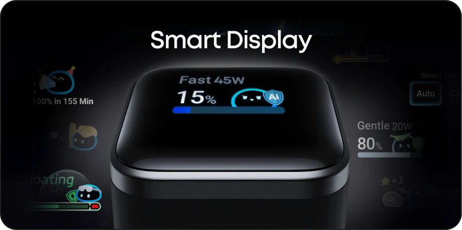Anker Nano 45W GaN Fast Charger with Smart Display (A121D)