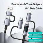 USAMS SJ713 60W Fast Charging 6 in 1 Display Display Data Cable
