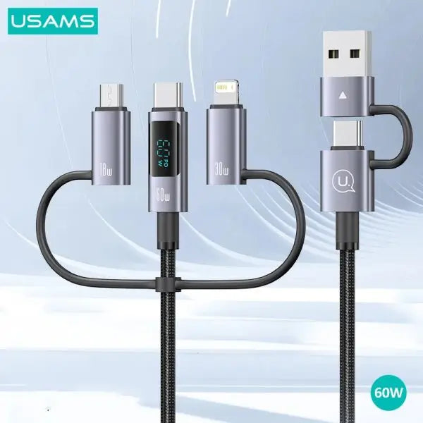 USAMS SJ713 60W Fast Charging 6 in 1 Display Display Data Cable