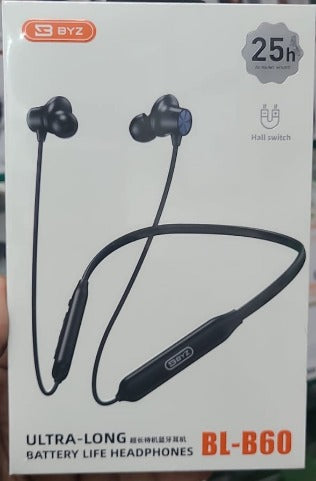 BYZ BL-B60 Ultra-Long Battery Life Wireless Neckband Headphones
